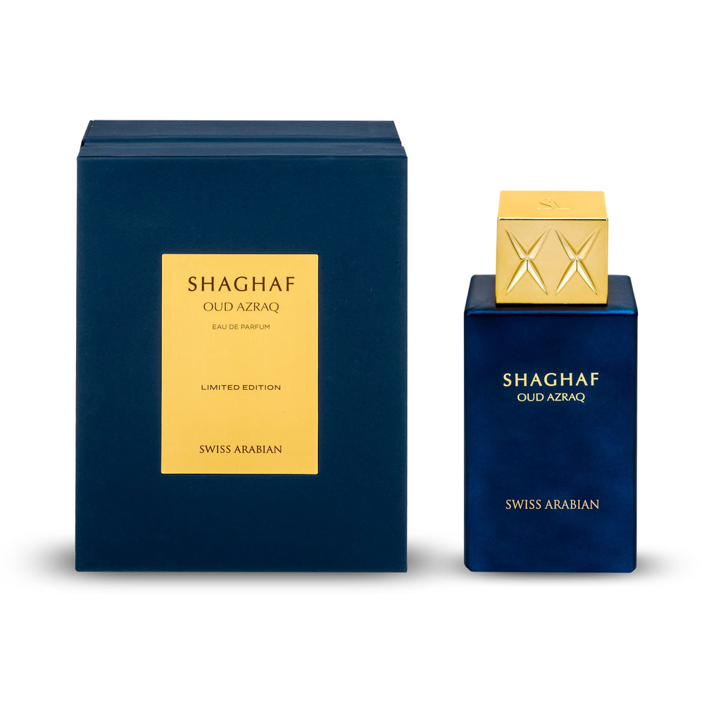 Swiss Arabian Shaghaf Oud Azraq vanilla-honey-note close-up hints warmth for cozy evenings.