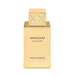 Swiss Arabian Shaghaf Oud Elixir bottle showcases premium elegance for evenings.