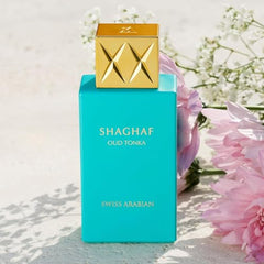 Swiss Arabian Shaghaf Oud Tonka packaging box conveys gift-ready luxury
