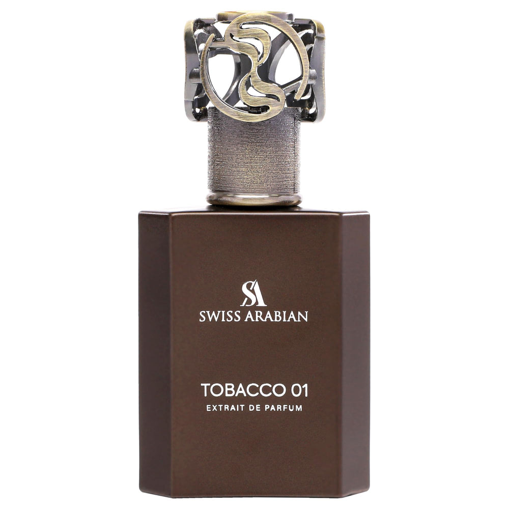 Swiss Arabian Tobacco 01 heart notes of amber, labdanum, ylang-ylang, patchouli enhance depth.