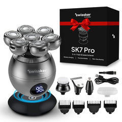 Swissker SK7 PRO front view shows sleek design ideal for precise bald shaving.