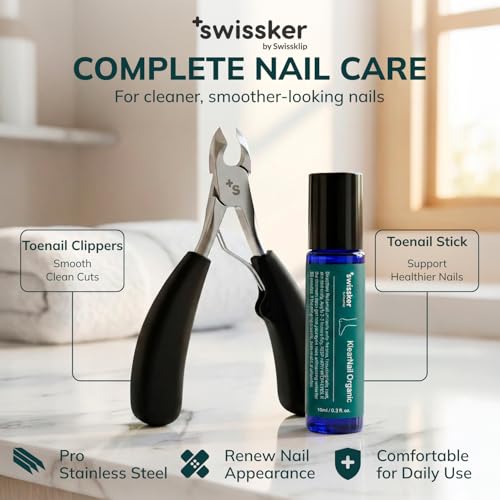 Swissklip KlearNail USA-made packaging highlights dermatologist-tested formula.
