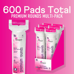 Swisspers Cotton Rounds dual-sided design for gentle cleansing and lint-free application.
