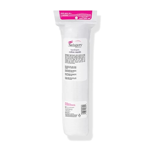 Swisspers cotton rounds remove nail polish efficiently without fibers.