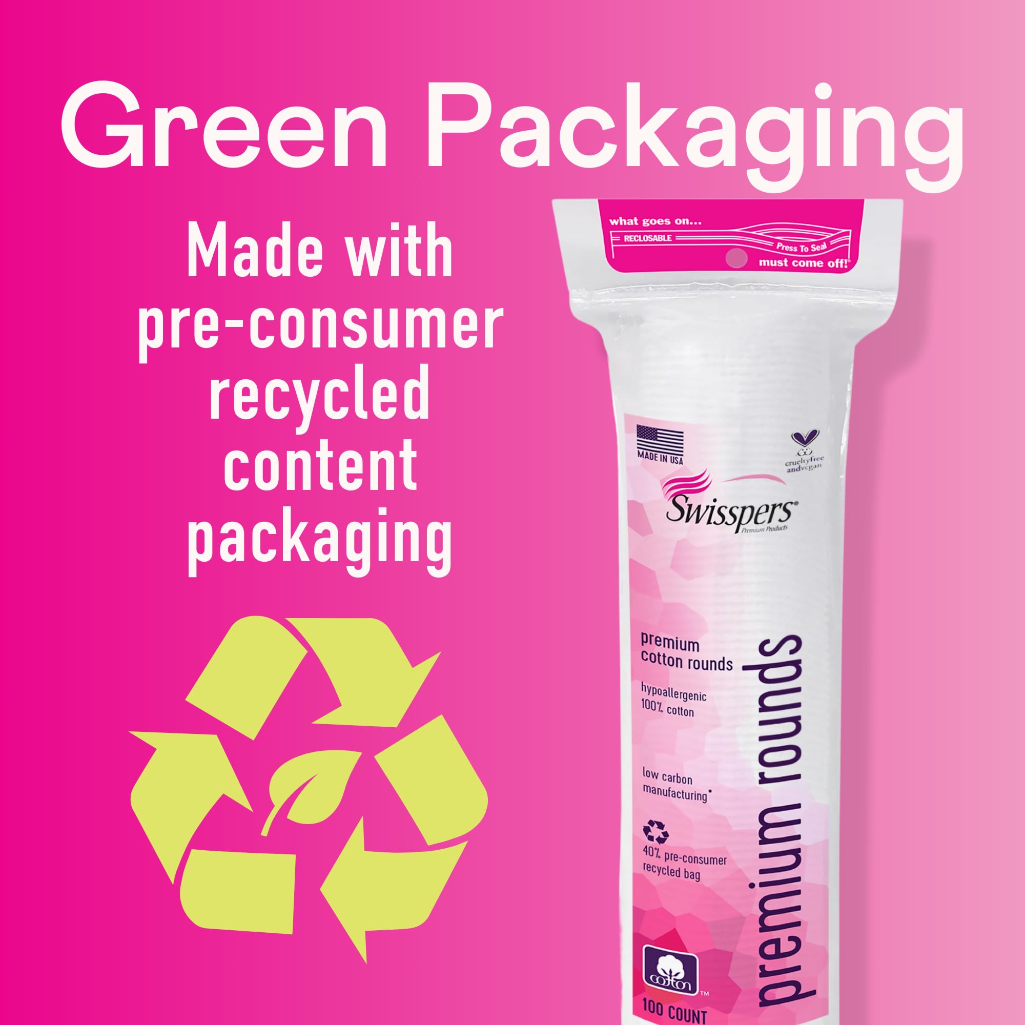 Swisspers rounds provide even toner application on the face.