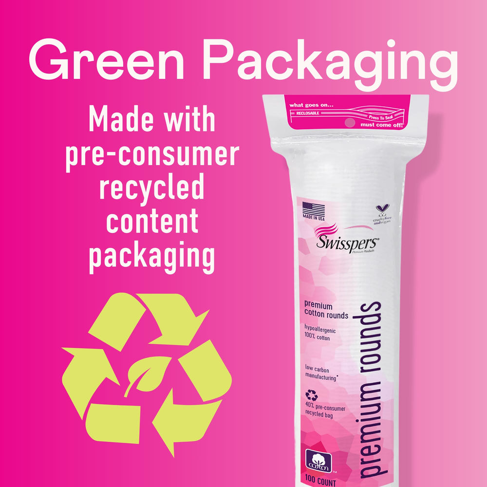 Swisspers rounds provide even toner application on the face.