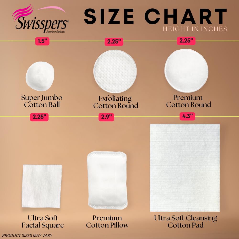 Swisspers Premium Facial Cleansing Pad 100% cotton emphasizes natural softness and absorbency.
