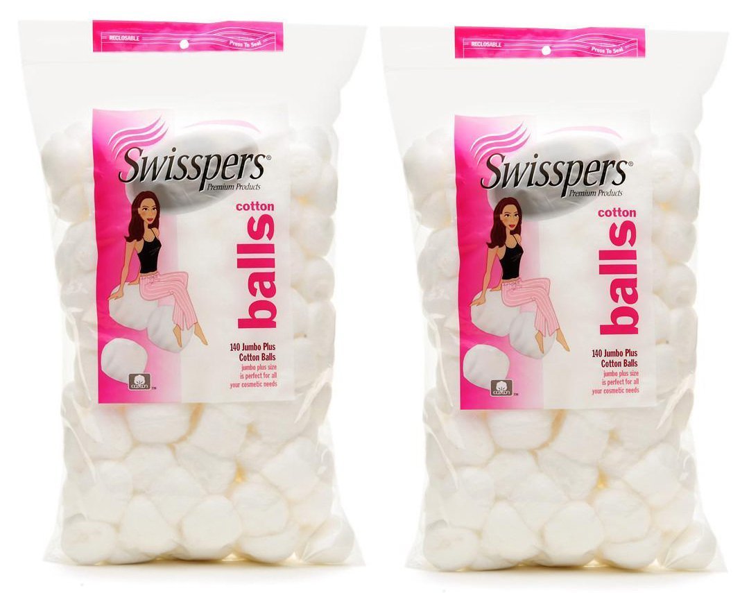 Swisspers Super Jumbo Cotton Balls pack 280 count for makeup removal and gentle cleansing