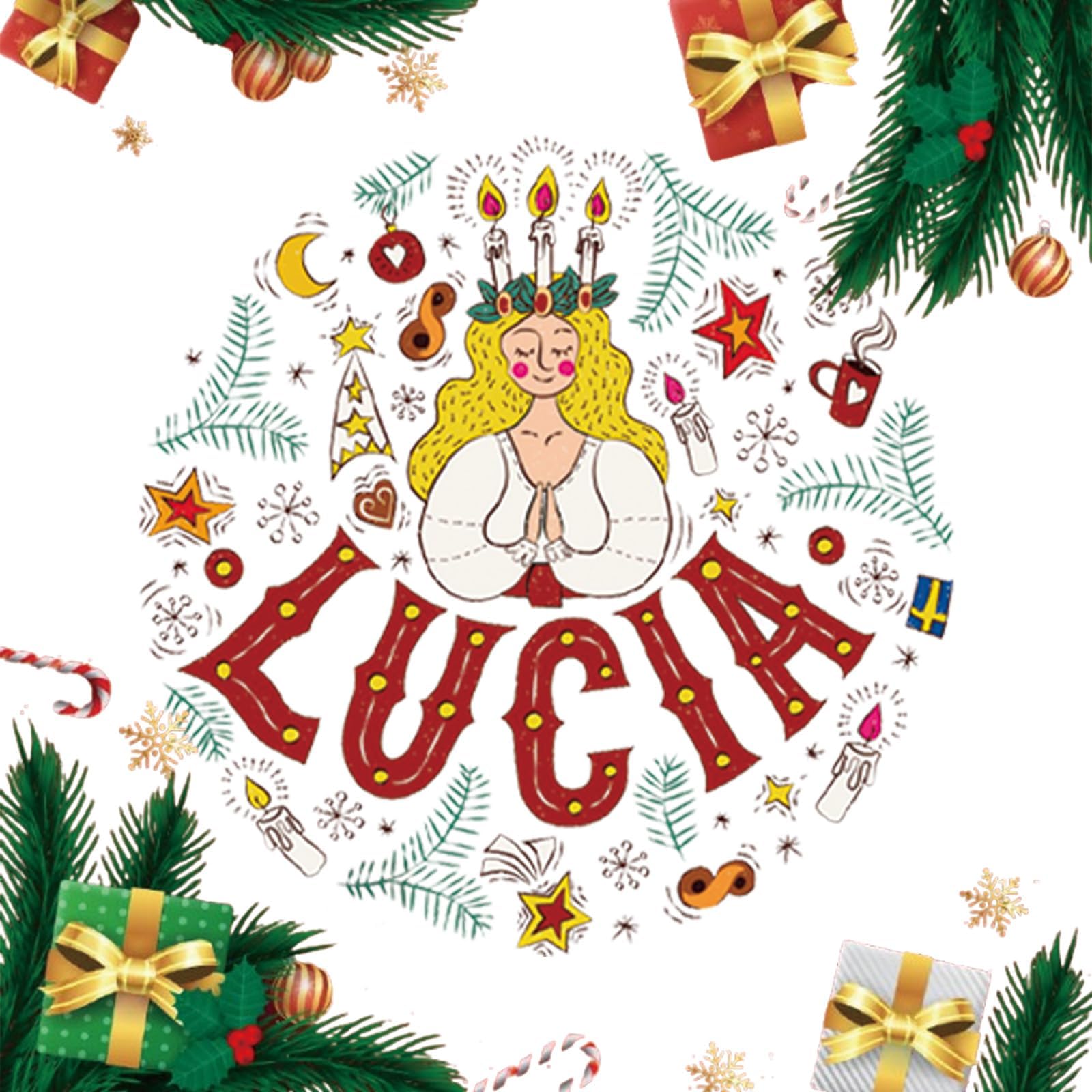 SWXNLPZ Christmas St. Lucia Crown on head shows comfortable adjustable fit for celebrations