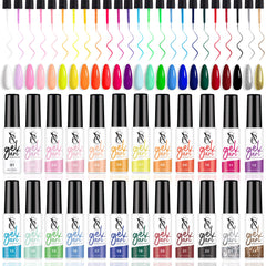 SXC 24-color gel liner bottle closeup with built-in brush for precise lines