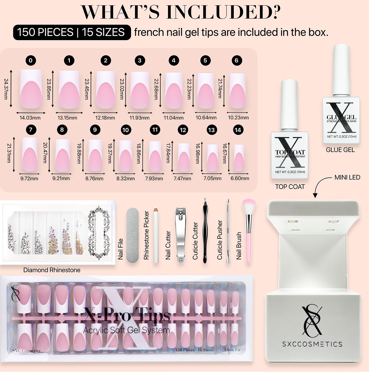 SXC Cosmetics at-home manicure with easy DIY application and secure wear.