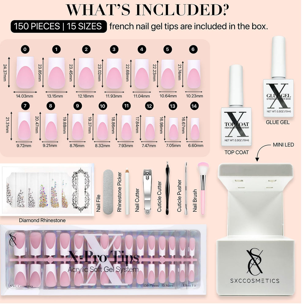SXC Cosmetics at-home manicure with easy DIY application and secure wear.