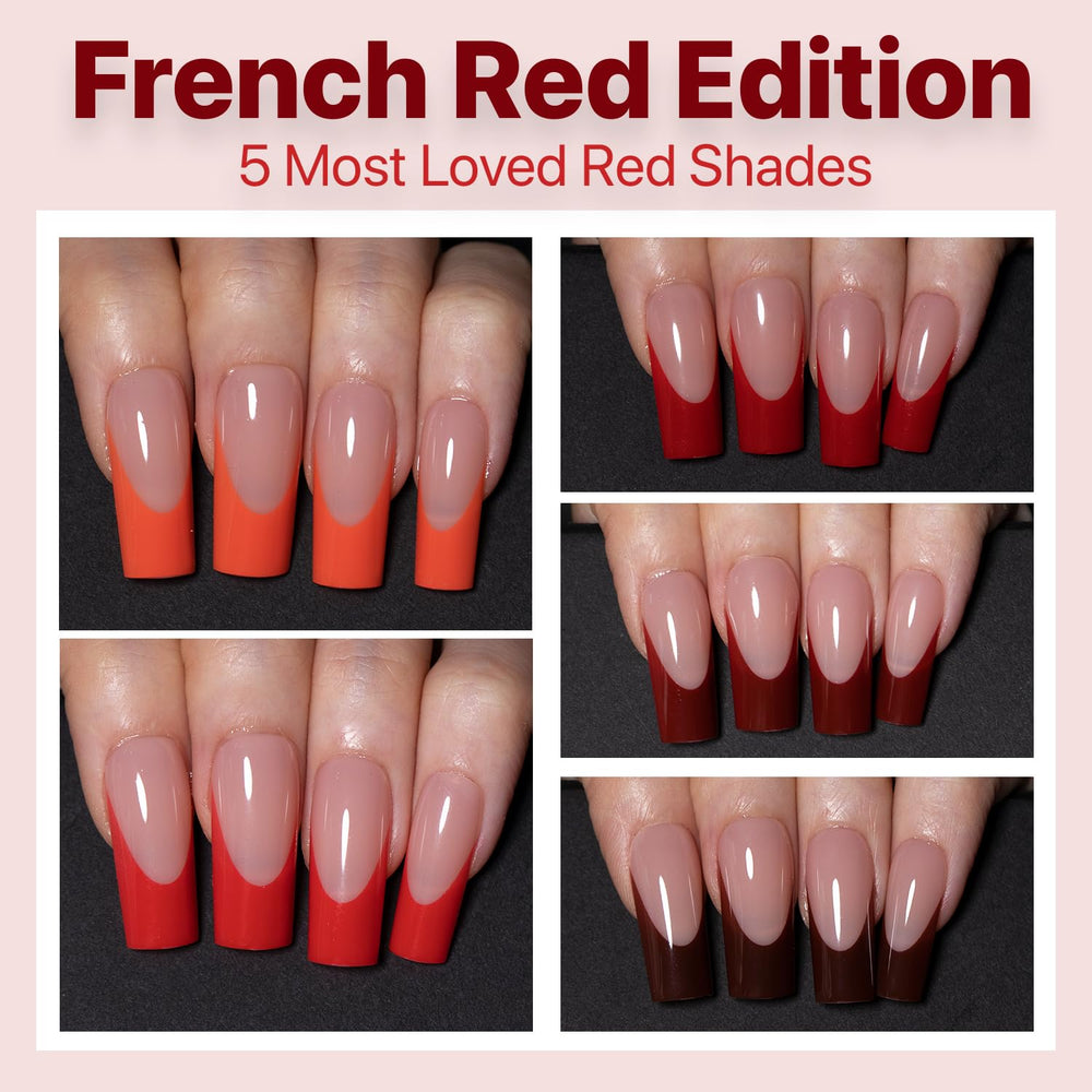 SXC Cosmetics French Tip Press On Nails Red Series hand-on application for quick at-home nail glam