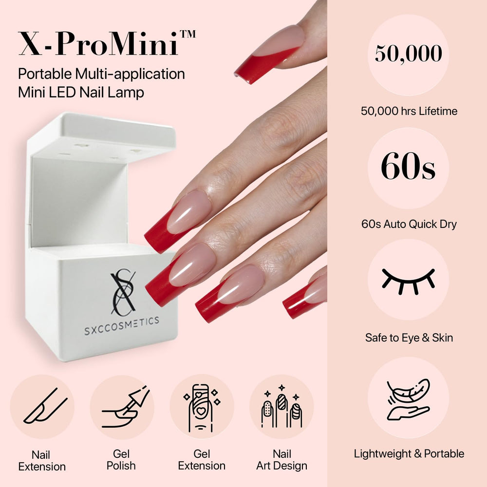 SXC Red Edition nails shown in long coffin style for contrast