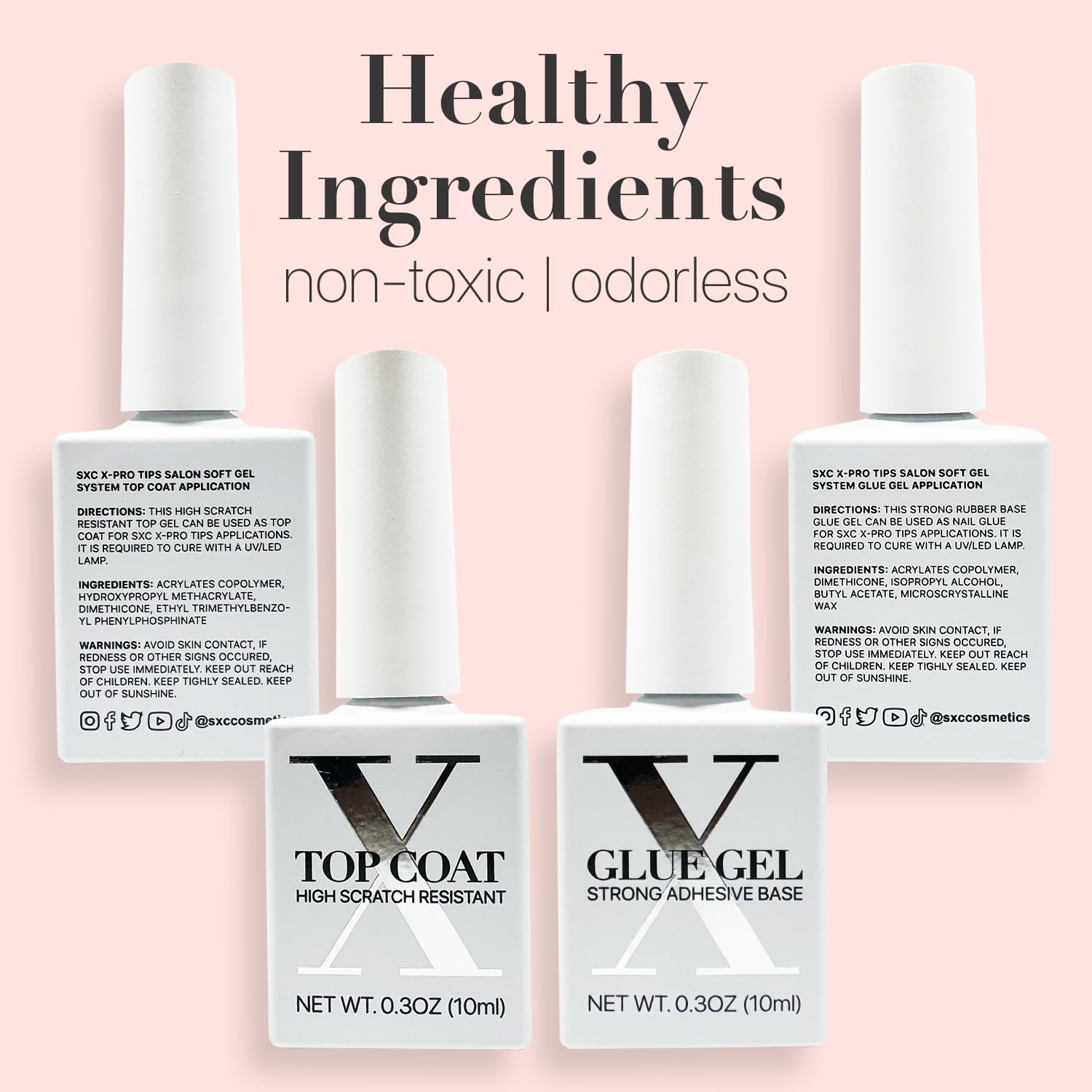 SXC Cosmetics glossy finish nails for chic, polished style.