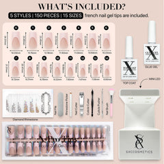 SXC Cosmetics press-on nails with application tools for fast, clean at-home manicures.