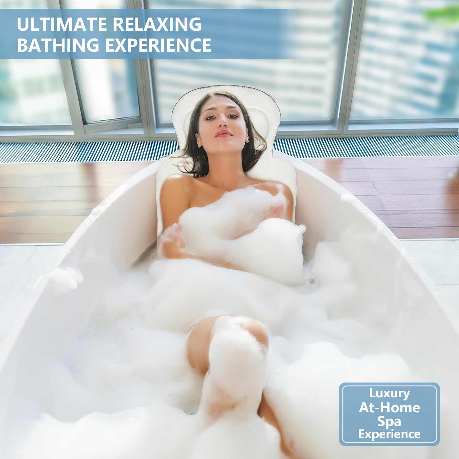 sxiiro bath pillow 51x16 size comparison demonstrates full-body coverage for relaxation