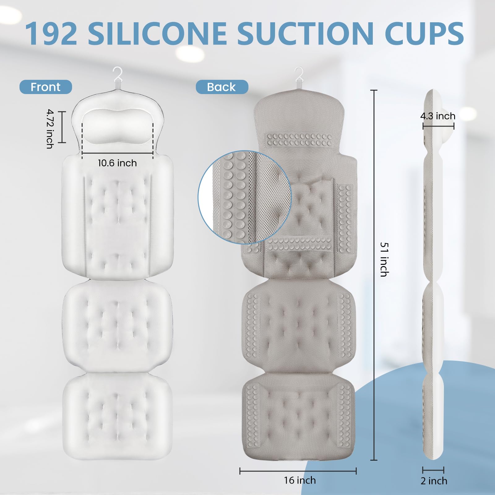 sxiiro bath pillow white detail showcases quick-drying swimsuit fabric and hygienic feel