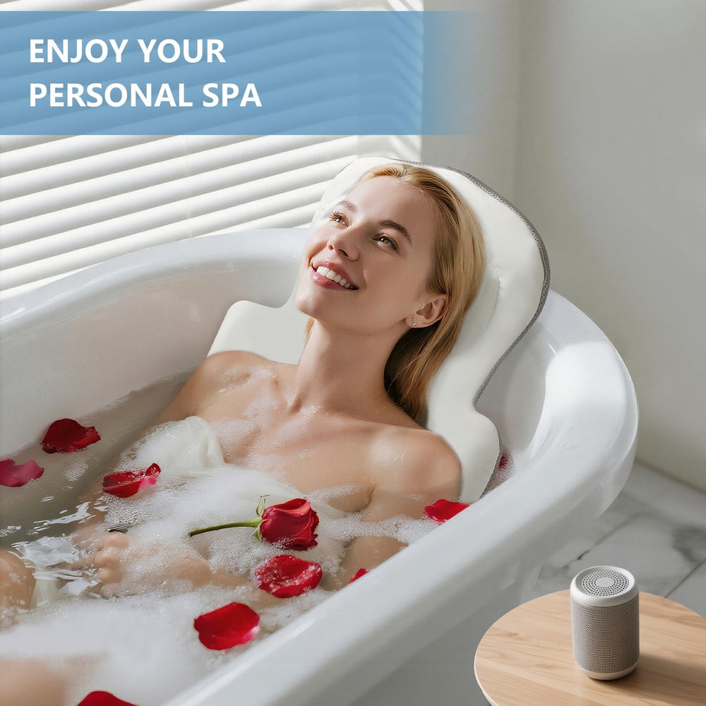 sxiiro full body bath pillow on tub view highlighting spa-like comfort and neck support