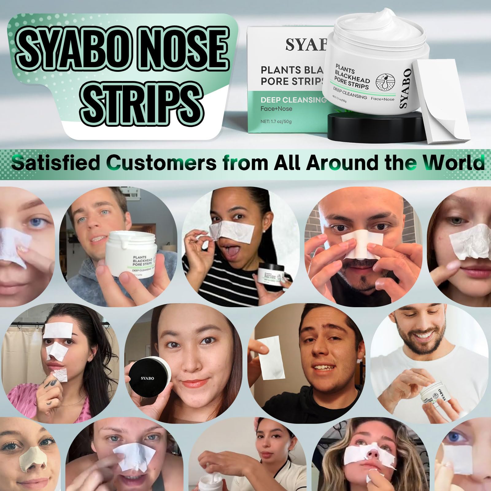 SYABO mask dries on skin for easy peel-off blackhead removal.