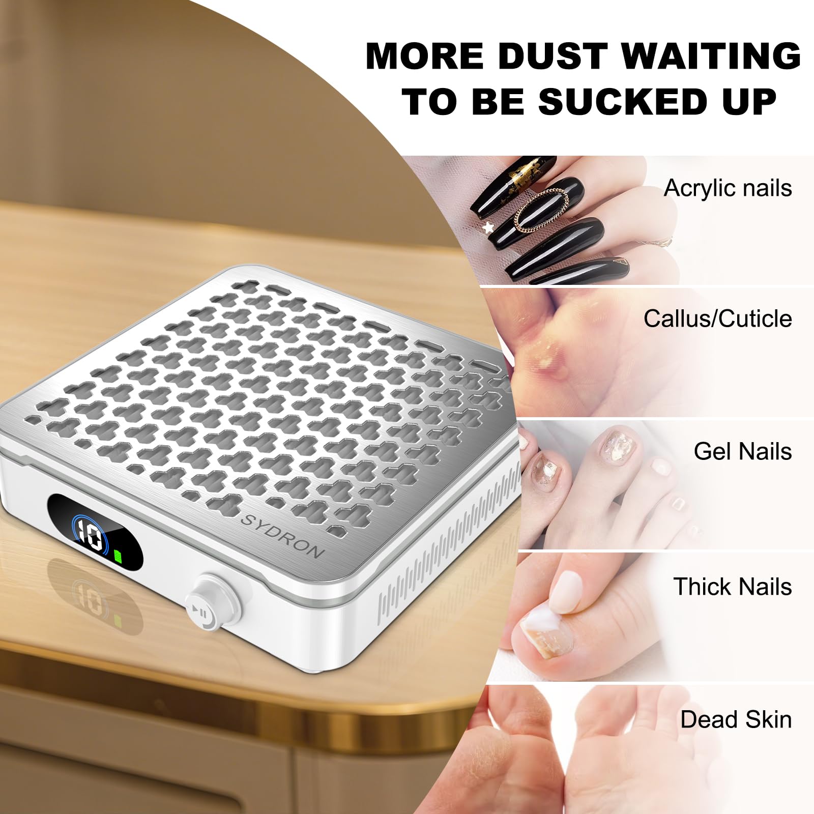 SYDRON Nail Dust Collector compact design fits busy salons