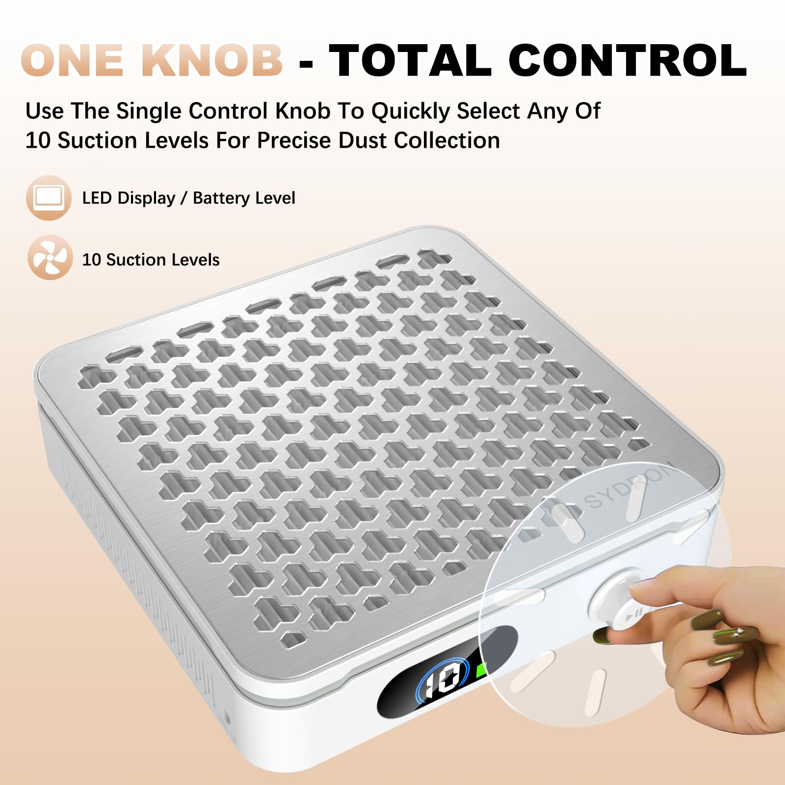 SYDRON Nail Dust Collector in action freeing workspace from powder