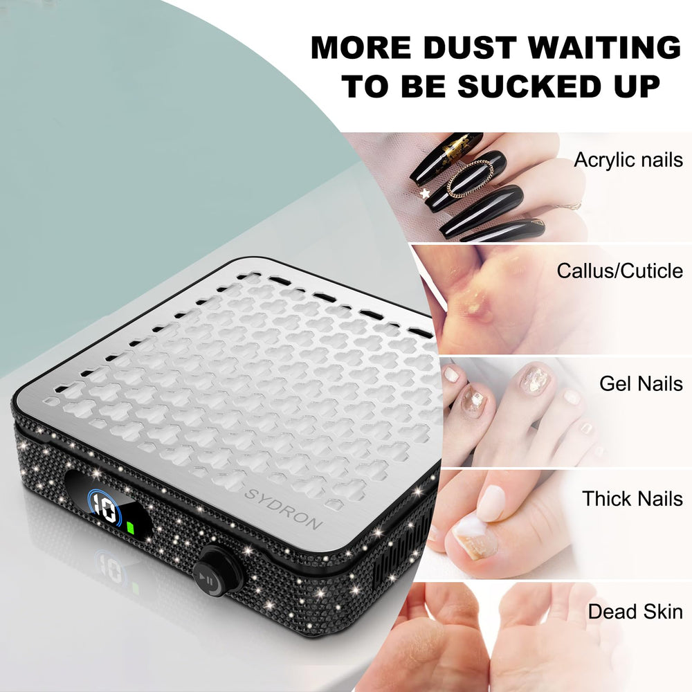 SYDRON in use capturing dust during an acrylic nail session
