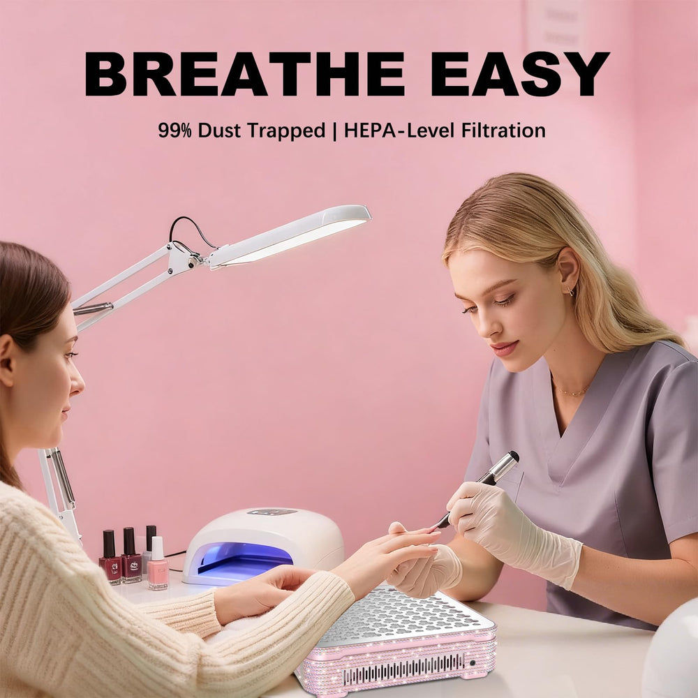 SYDRON Nail Dust Collector LED display showing adjustable speed for precise detailing