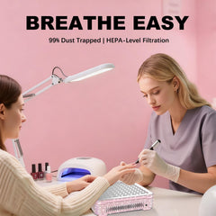 SYDRON Nail Dust Collector LED display showing adjustable speed for precise detailing