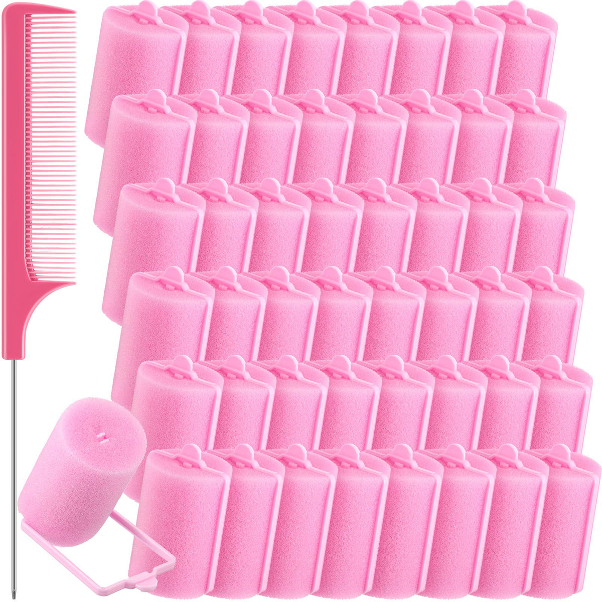 Syhood foam sponge hair rollers pink set for gentle, heat-free curls.