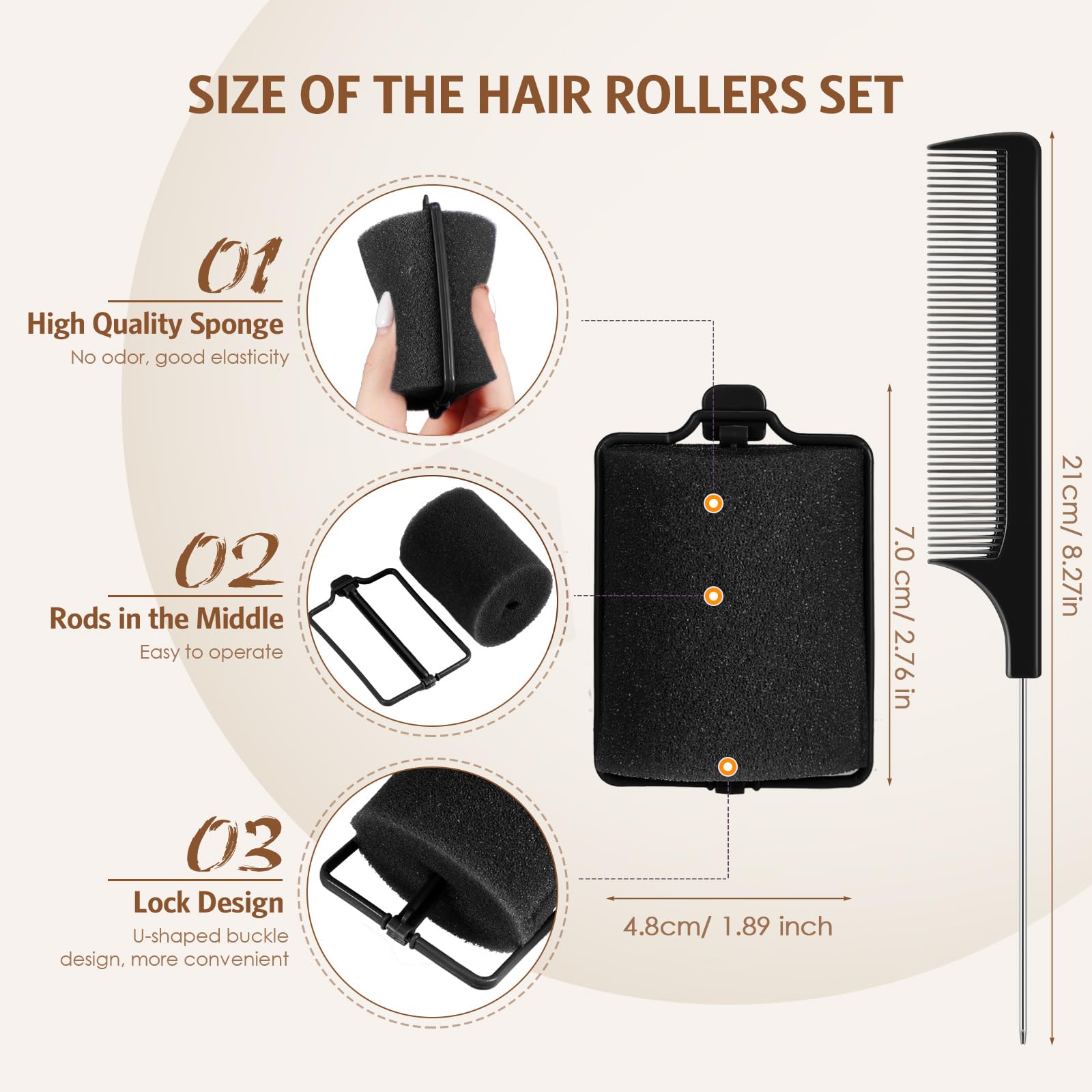 Syhood jumbo foam rollers shown for versatile 2.8 inch length styling.