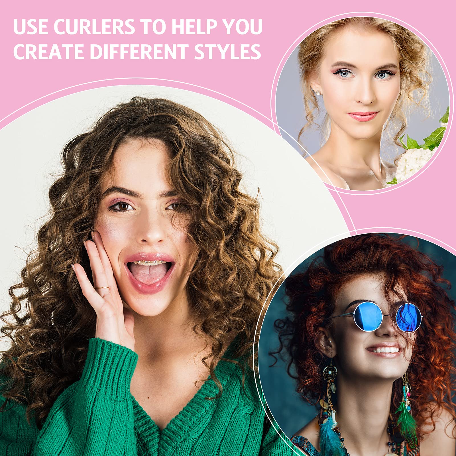 Syhood pink hair rollers package shows portable, lightweight curling tool for on-the-go styling.