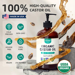 SYLVANA castor oil hair growth application demonstrates nourishing scalp at roots.