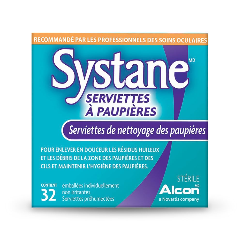 Systane Lid Wipes on the eyelid area providing debris removal for refreshed lids.
