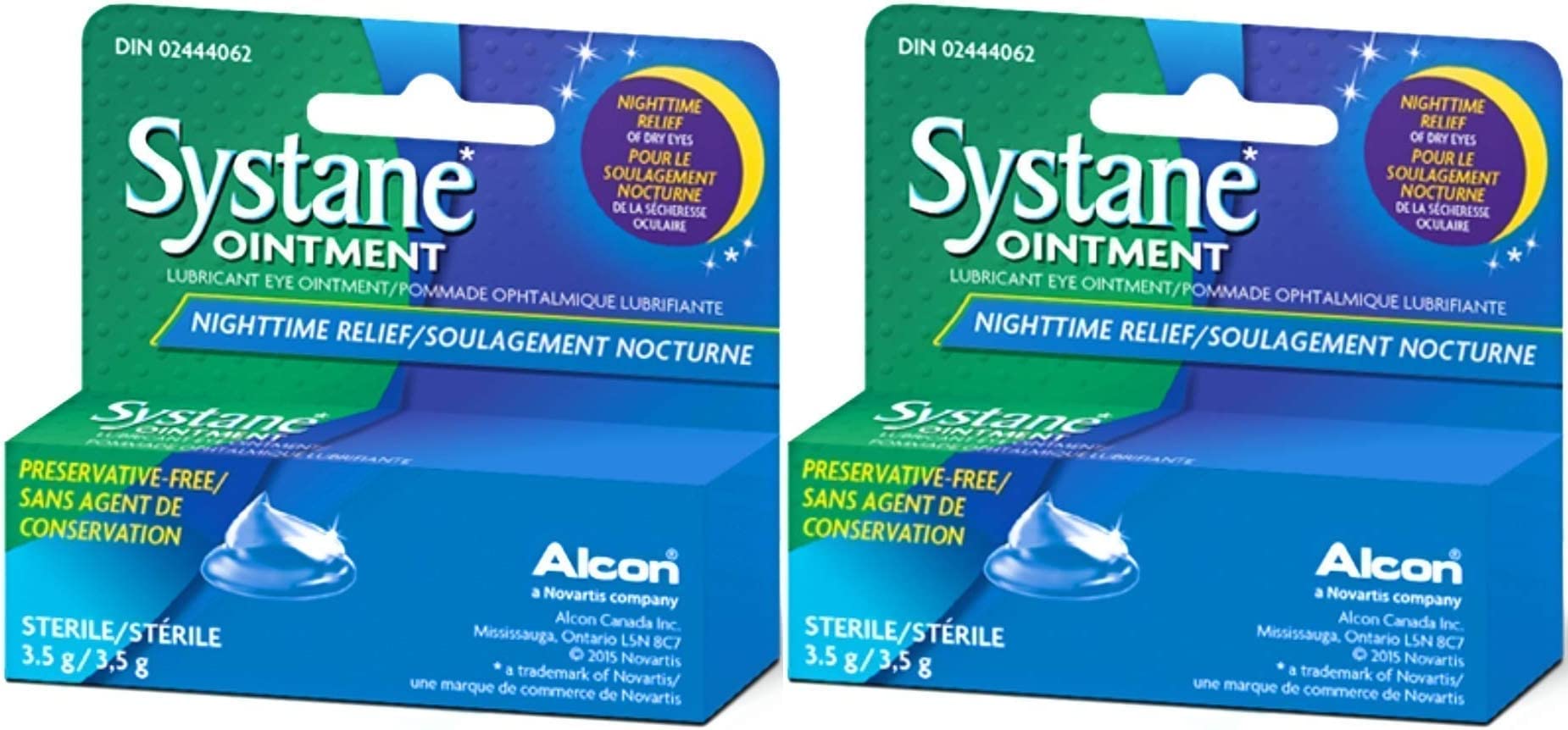 Systane Lub Eye Nightime Ointment 2-pack box shows new packaging for convenient storage.