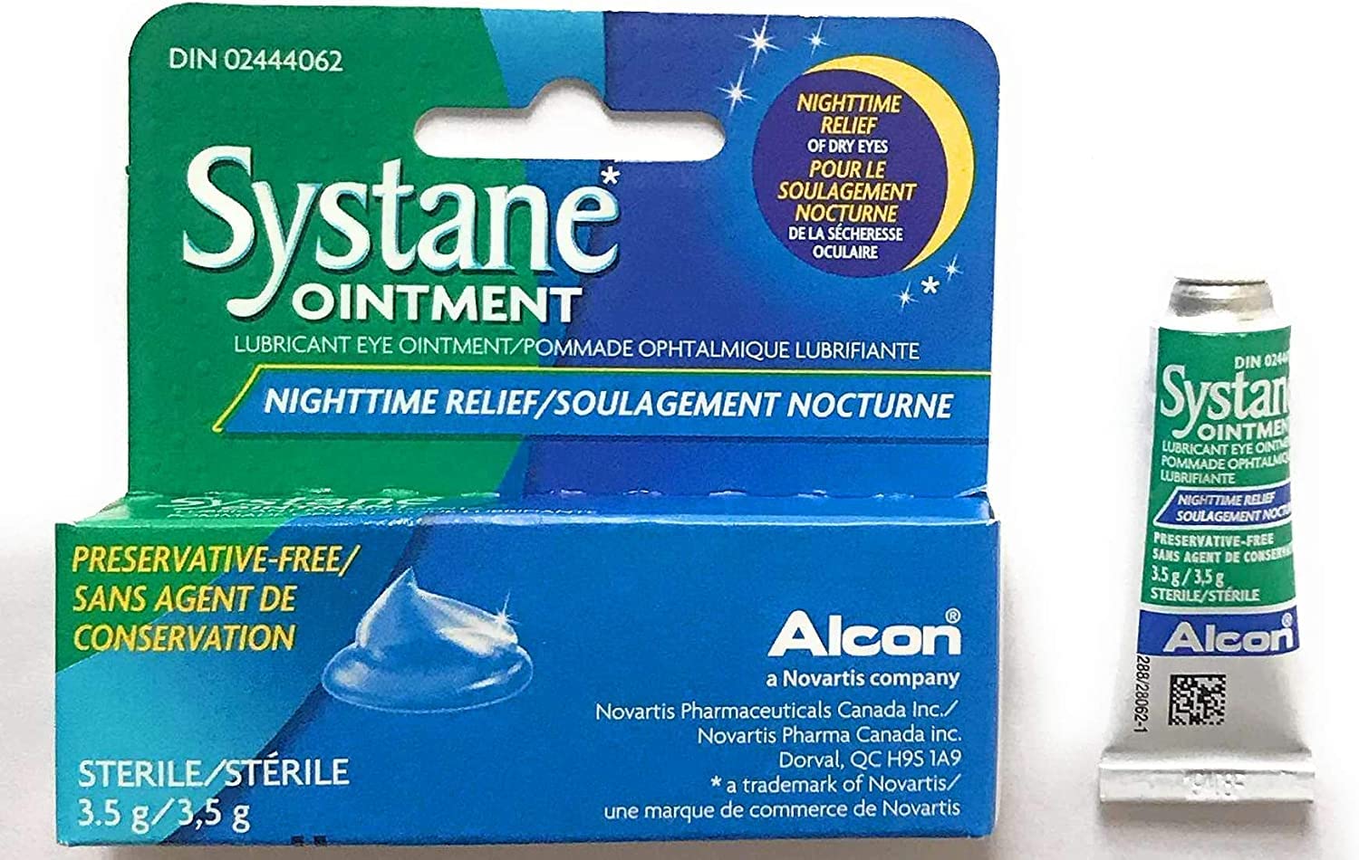 Two Systane Lub Eye Nightime Ointment 2-pack tubes ready for night relief.