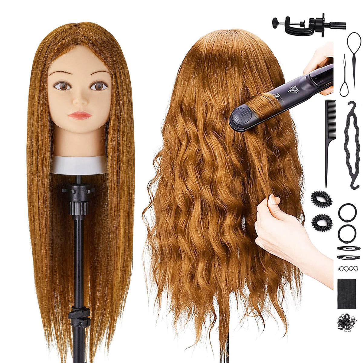 SZCY LLC mannequin head with 80% human hair for realistic practice styling