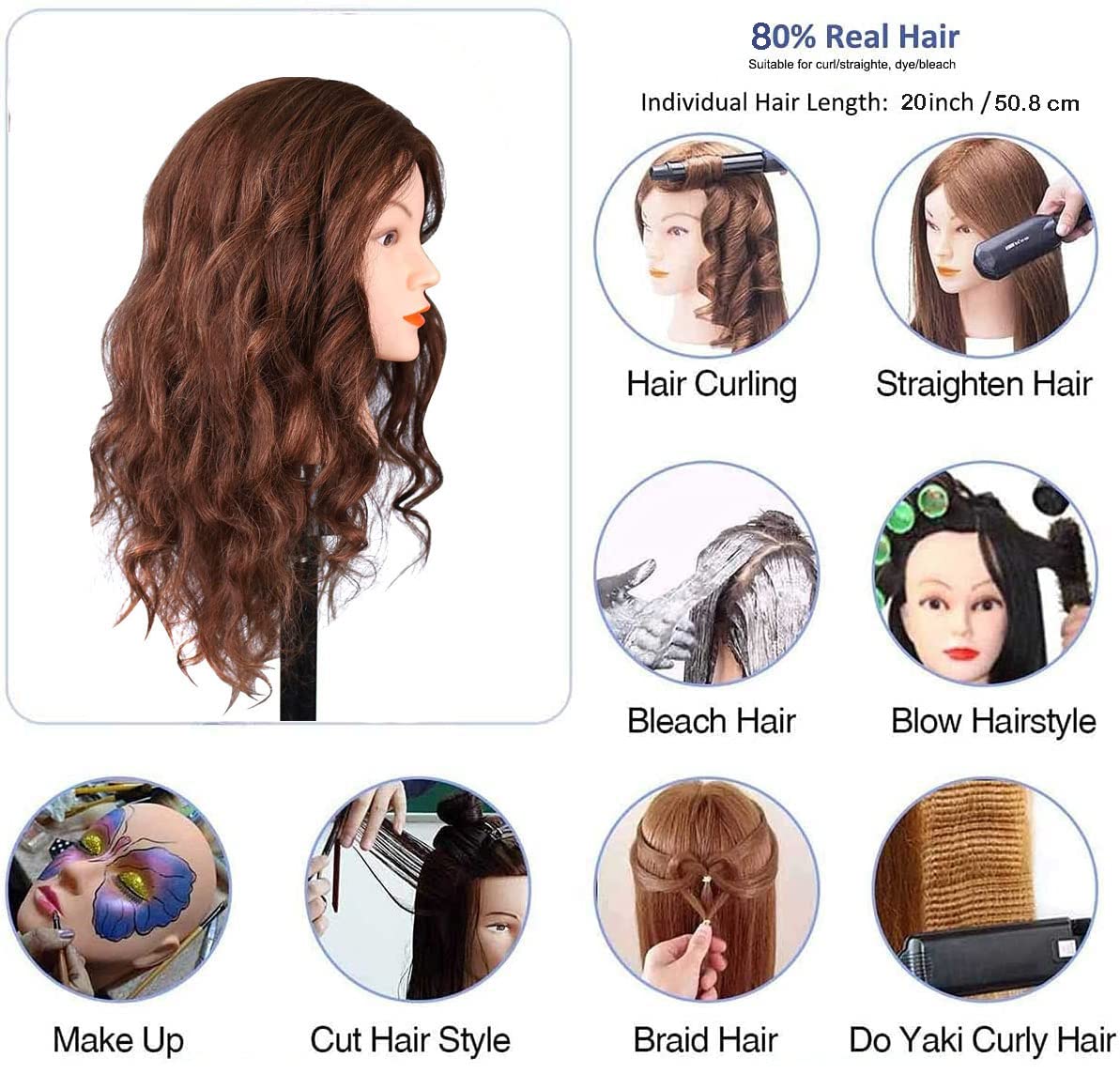SZCY LLC mannequin head with clamp holder provides secure salon-style practice sessions.