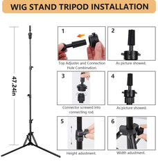 SZCY wig stand tripod 47 inch supports various wig heads for display