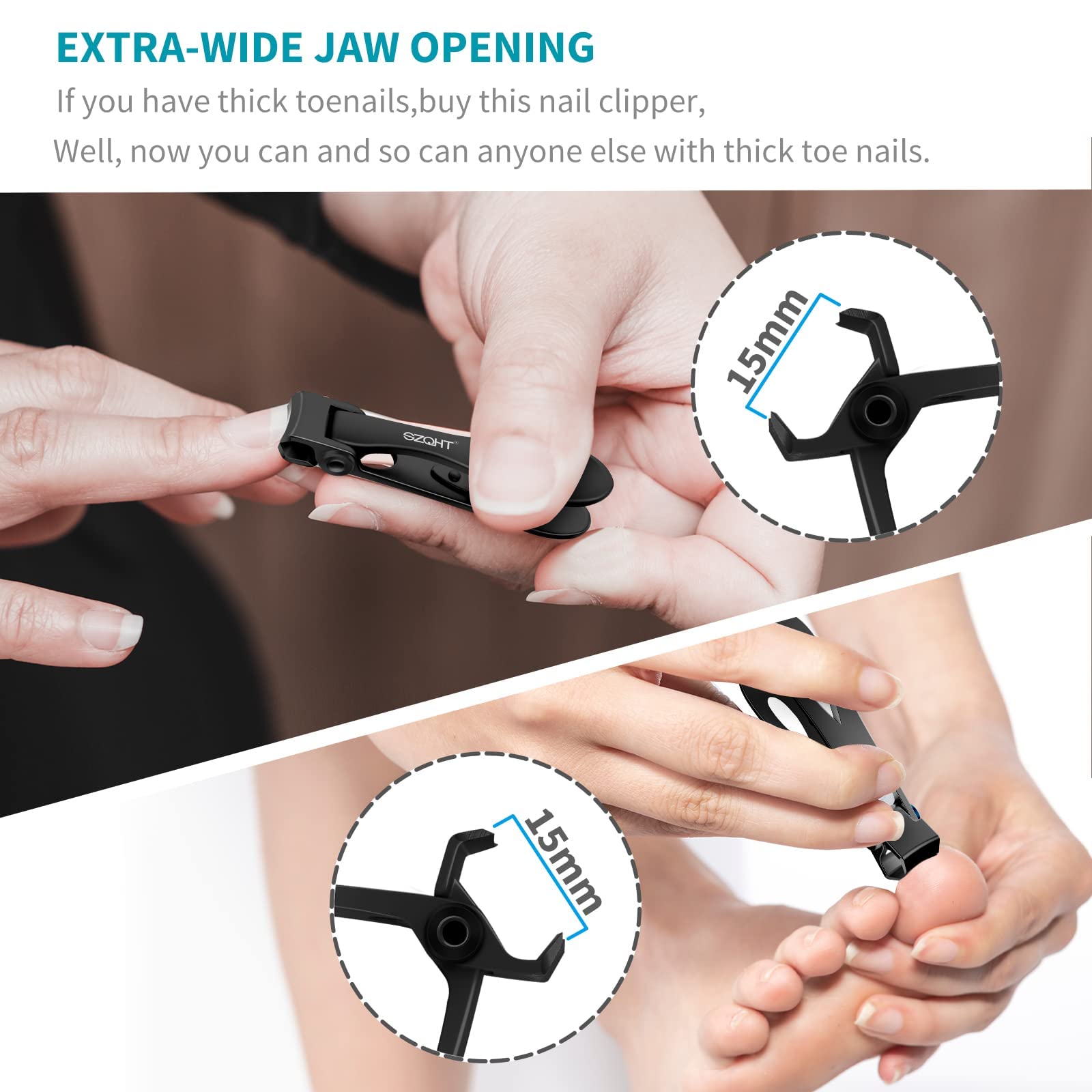 SZQHT nail clippers thick nails grip demo demonstrates easy trimming of tough nails