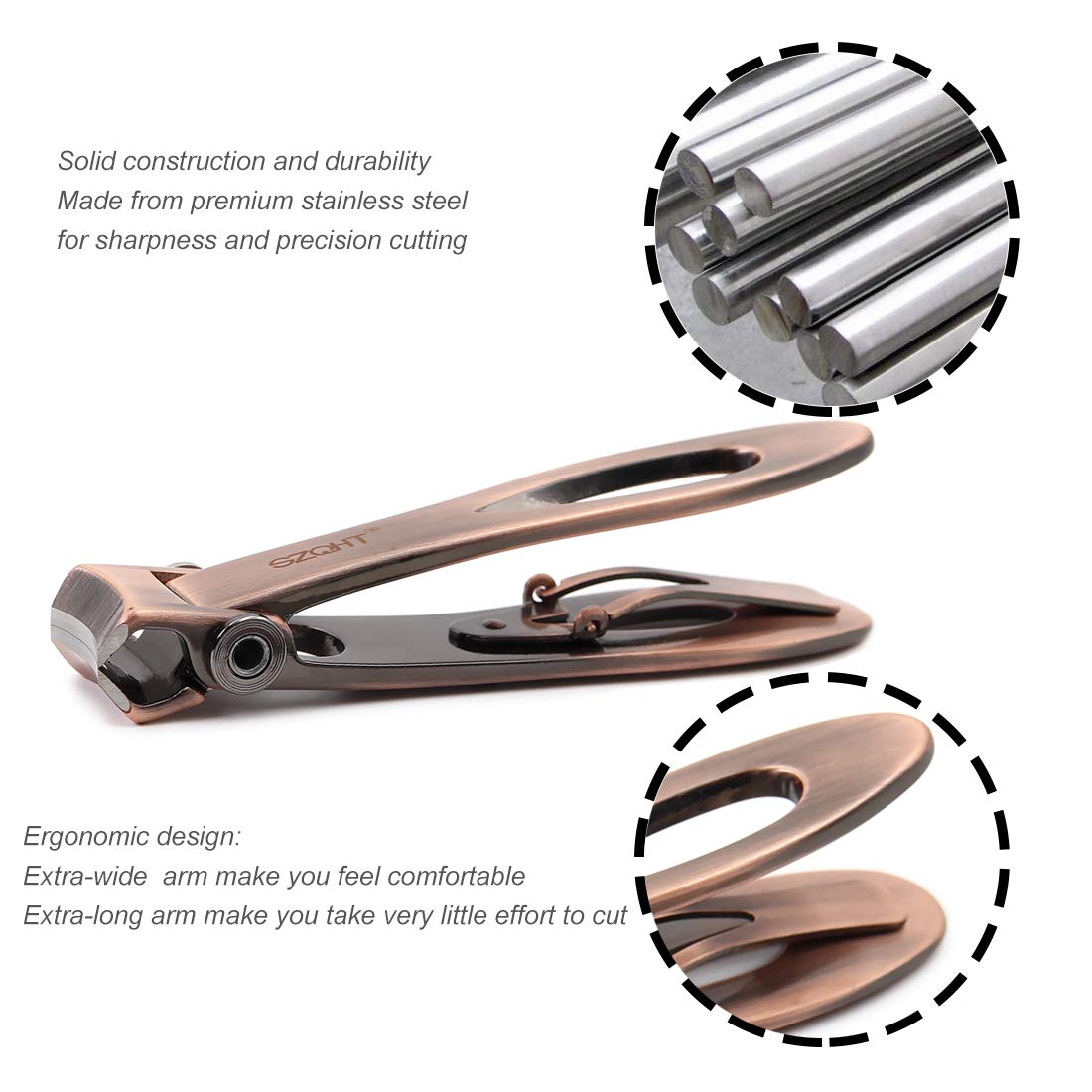 SZQHT stainless steel construction highlights durability for precise cuts on tough nails.