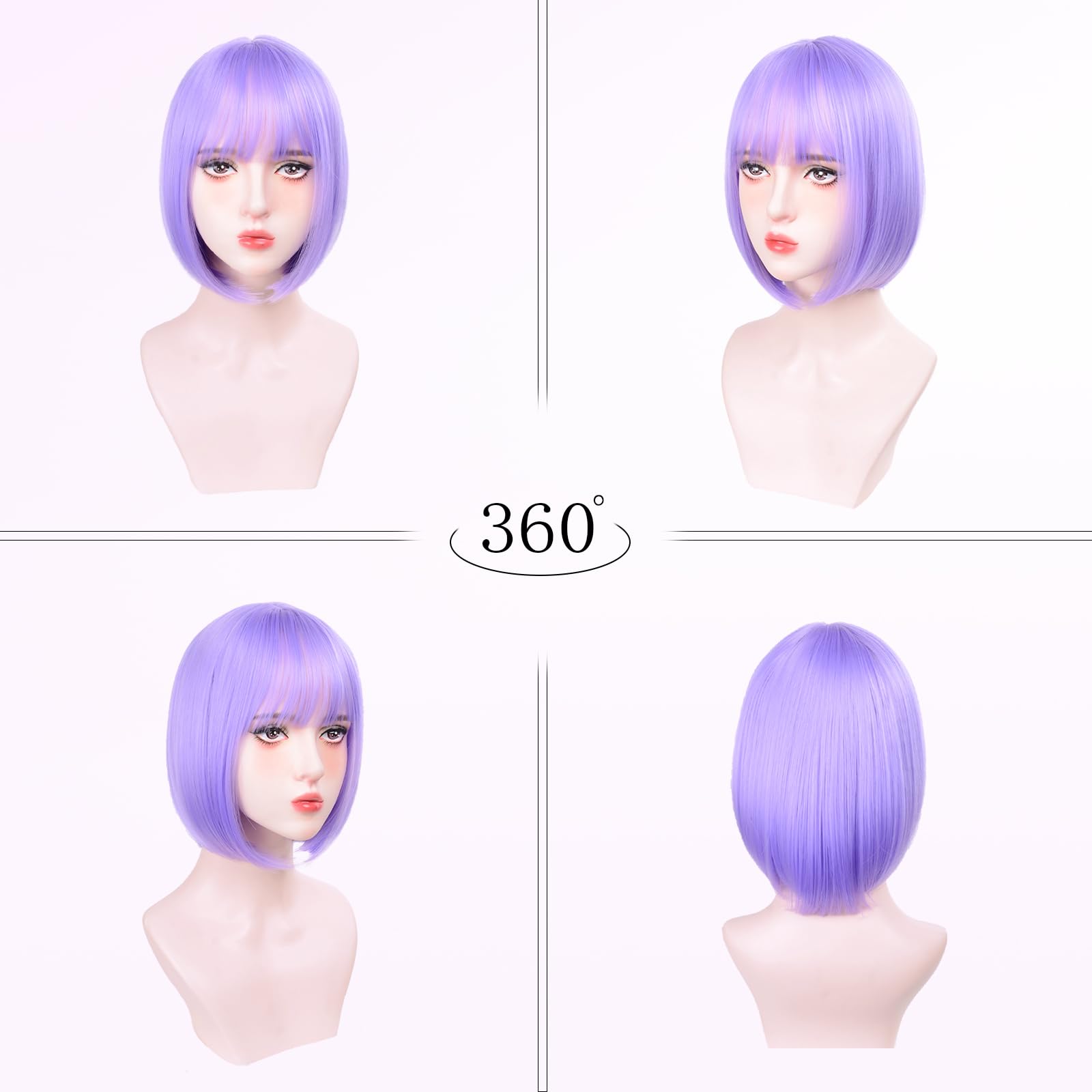 T-color Purple Bob Wig soft texture delivers comfortable all-day wear.