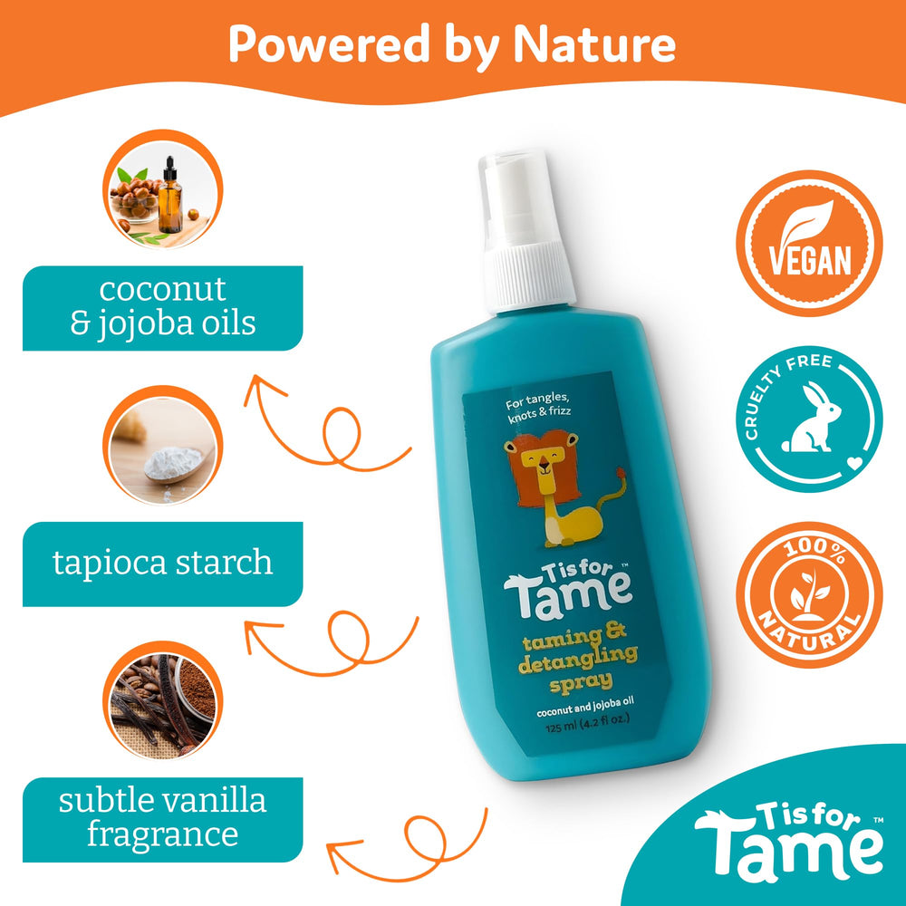 T is for Tame coconut-oil-ingredients highlights natural moisture for soft, manageable hair.