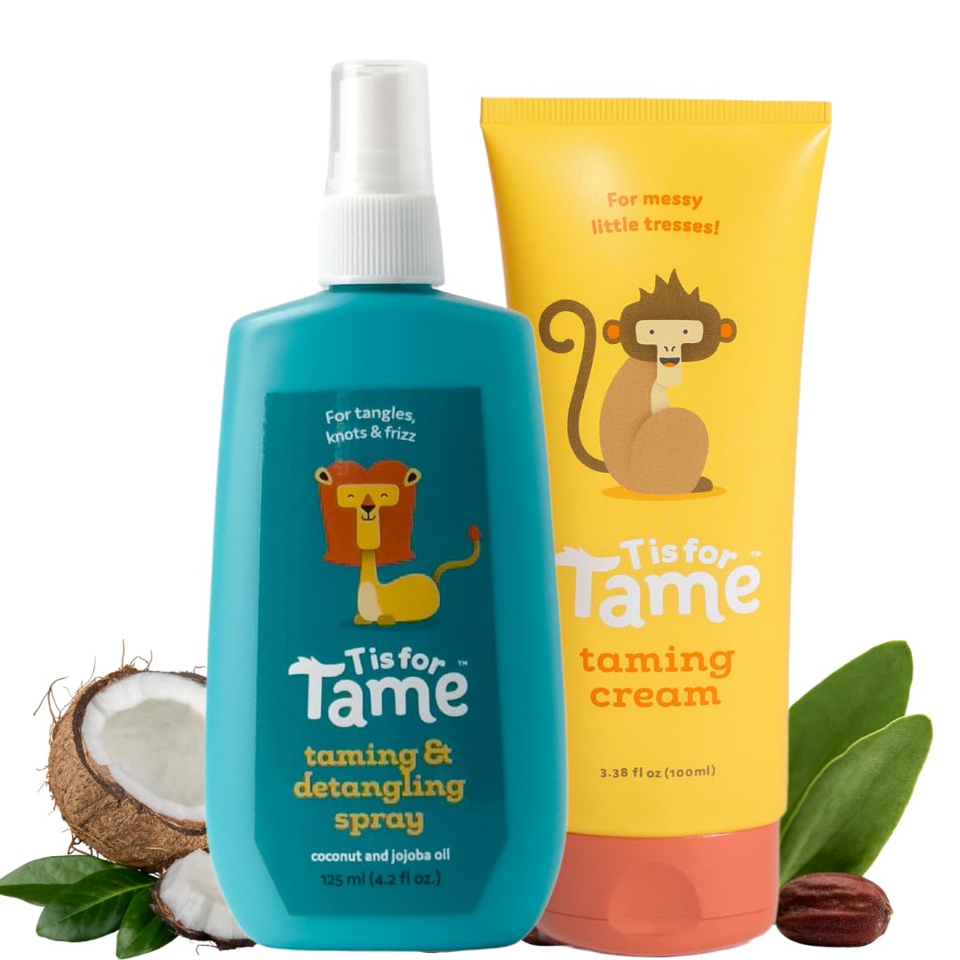 T is for Tame cream bottle provides gentle hold for delicate toddler hair
