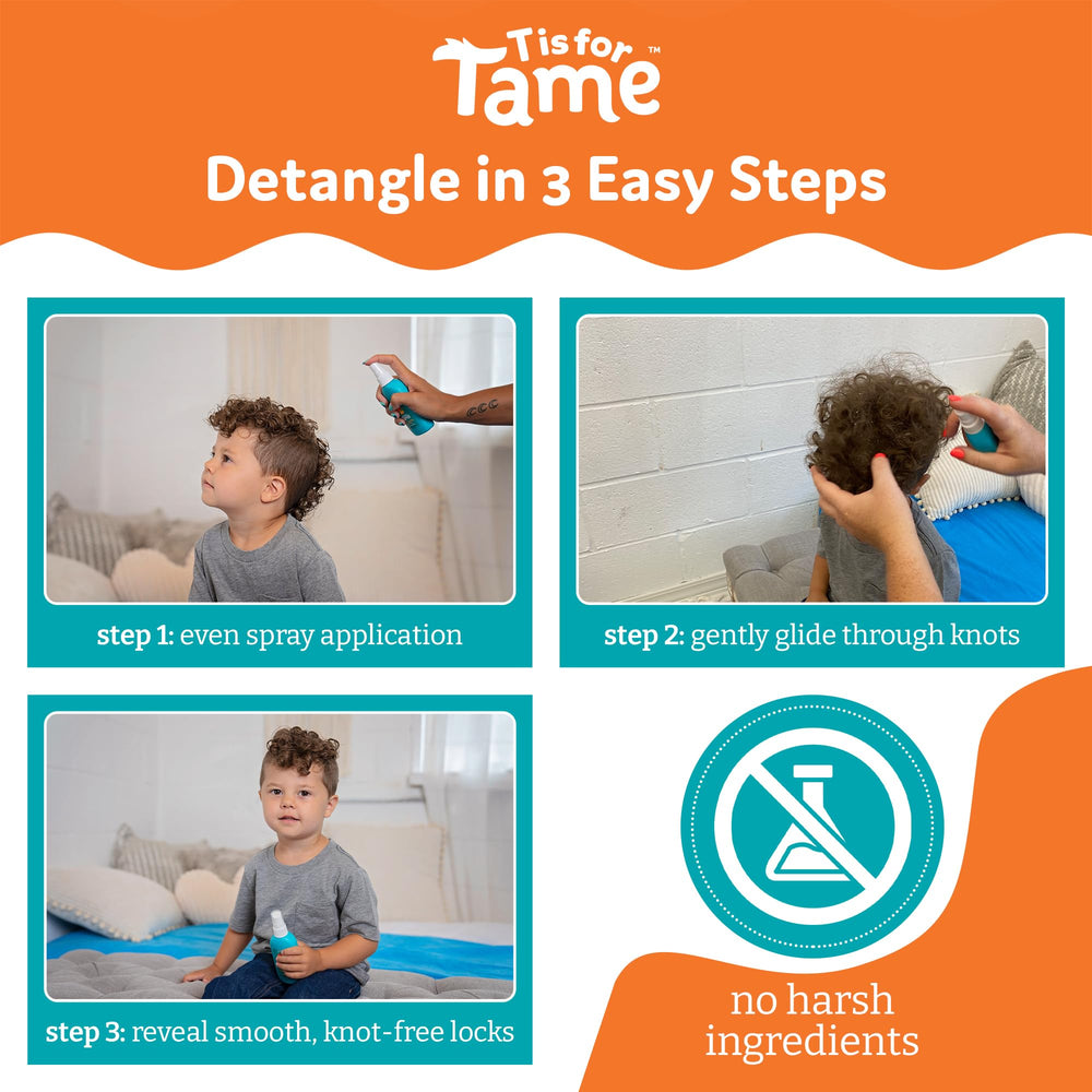 T is for Tame frizz-control image hints at frizz reduction for everyday wear.