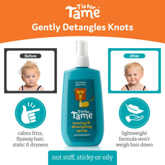 T is for Tame untangled-kids-hair reveals smoother tresses with coconut oil nourishment.
