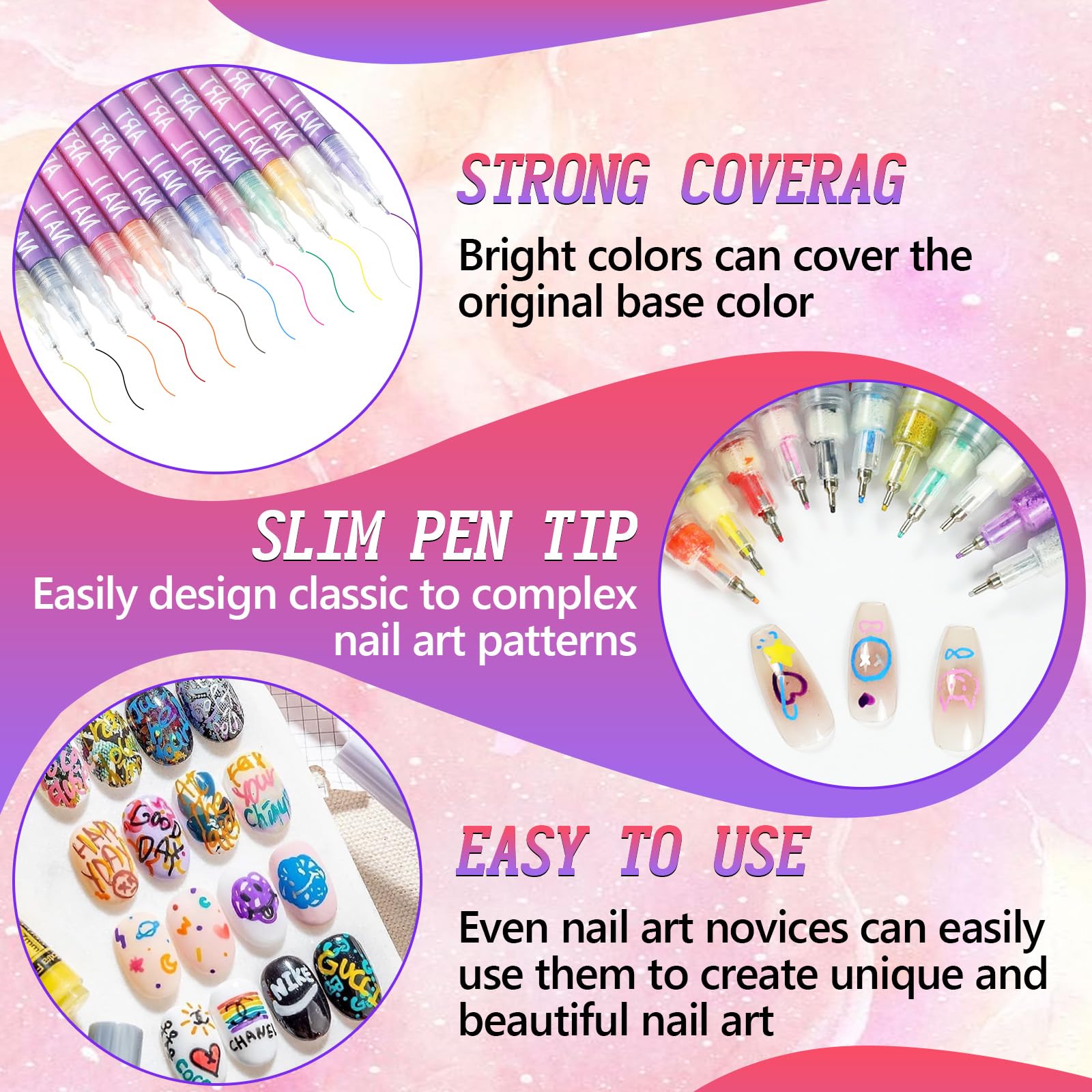 Tabriyot water-based nail art pens patterndrawing ready for detailed designs