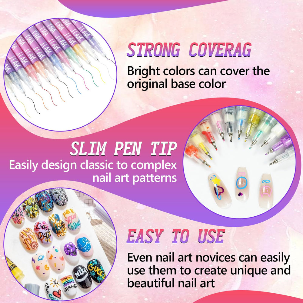 Tabriyot water-based nail art pens patterndrawing ready for detailed designs