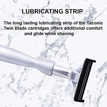 Taconic Shave 10 pivot cartridges close-up demonstrates smooth glide for a cleaner shave