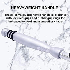 Taconic Shave chrome finish and balanced weight aid precise, comfortable strokes
